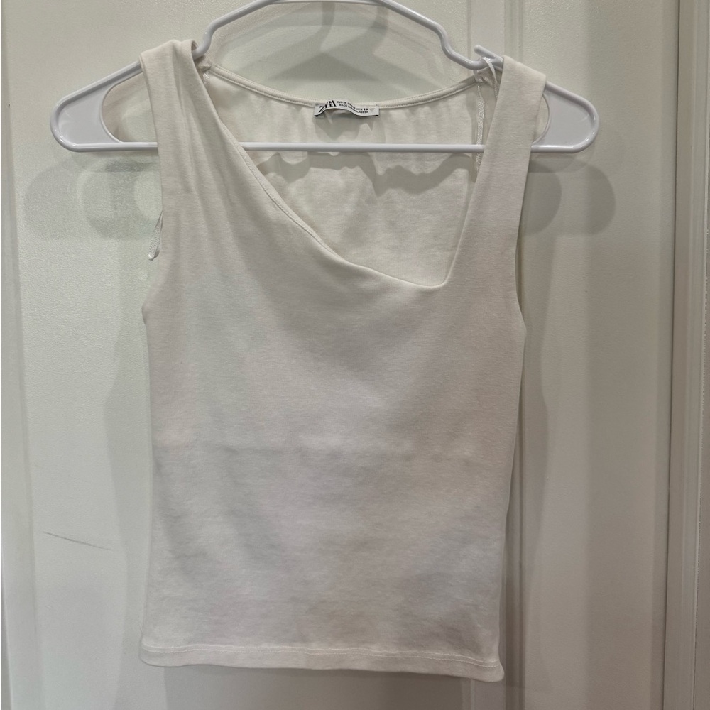 Zara Cream Asymmetrical Tank Top